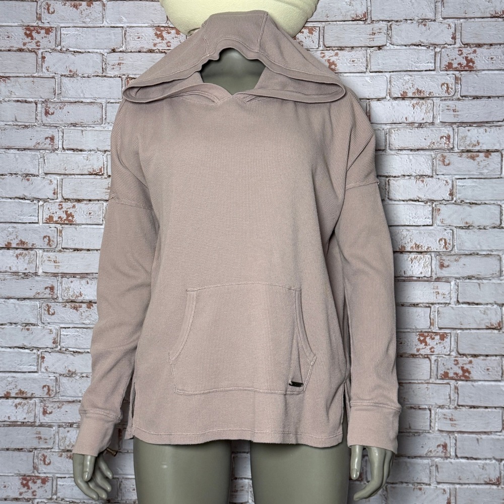 Calvin Klein Performance Womens XL Mauve Waffle Knit Thermal Pullover Hoodie
